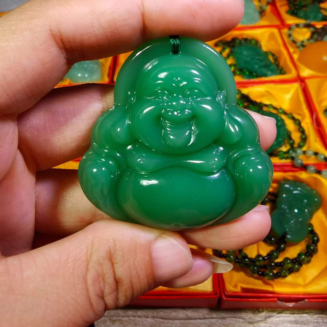 2粉丝福利时尚饰品深绿色大肚佛公