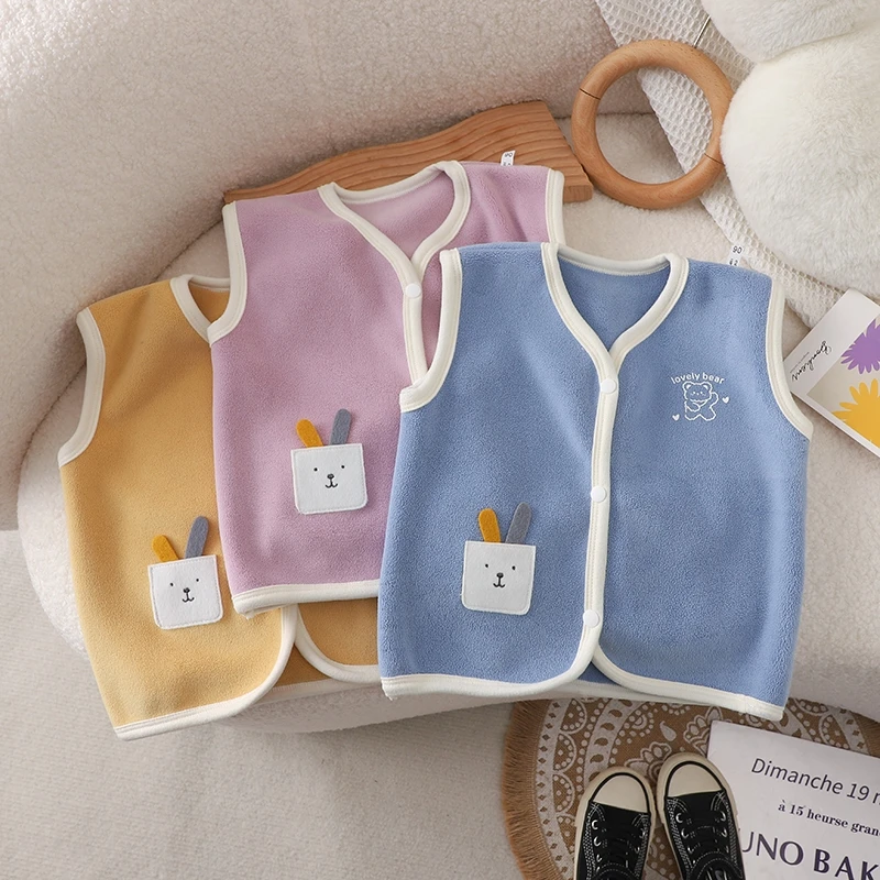 儿童春秋女童婴儿男童宝宝加绒加厚保暖外穿双层马甲秋季婴幼儿