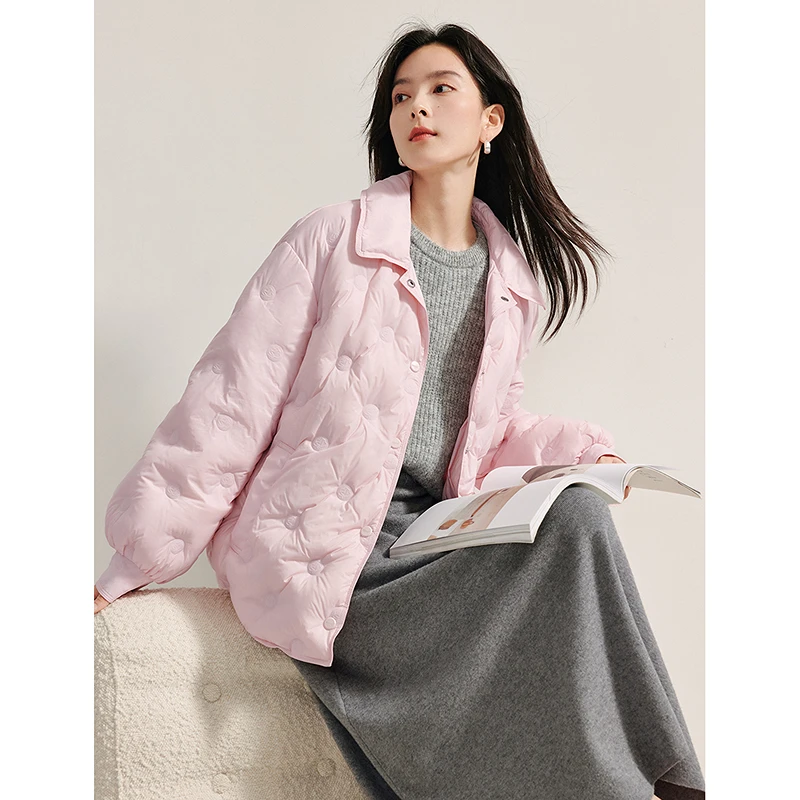 【茵曼好羽绒】黑科技发热衬衫式轻薄女2024年冬季新款鸭绒保暖外套