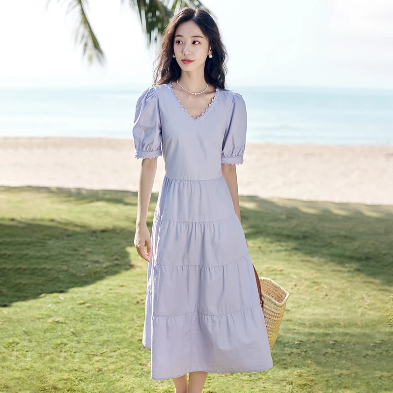 【一秒入夏】茵曼气质2025自然凉夏季女莫奈花园风连衣裙裙子种草