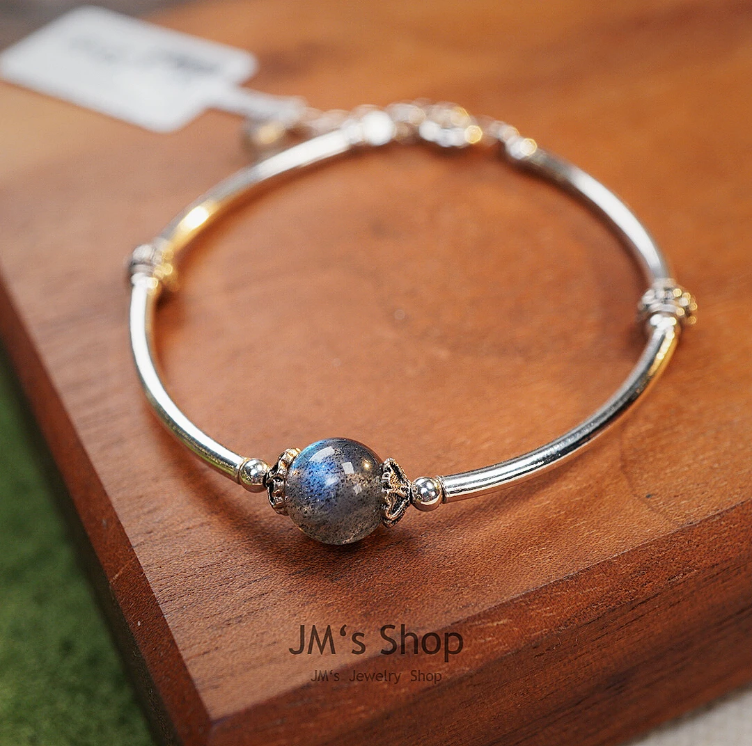 925银手链 【街末】原创设计手工定制手作复古简约国风灰月光手链