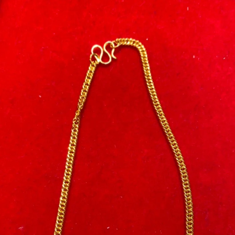 链子足银 足银 项链细古巴链长45  包金工艺