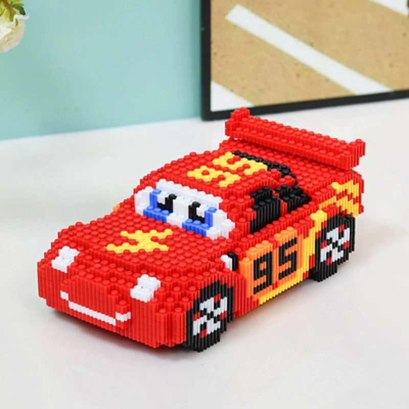 闪电麦昆赛车3D立体拼图益智微拼装小颗粒积木儿童男孩女礼物玩具