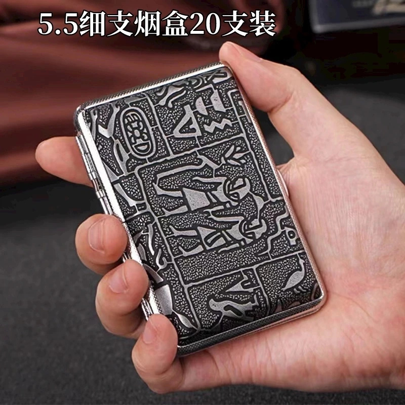 新款20支装细支烟盒便携式高档皮革香烟盒抗压防潮埃及空卷盒