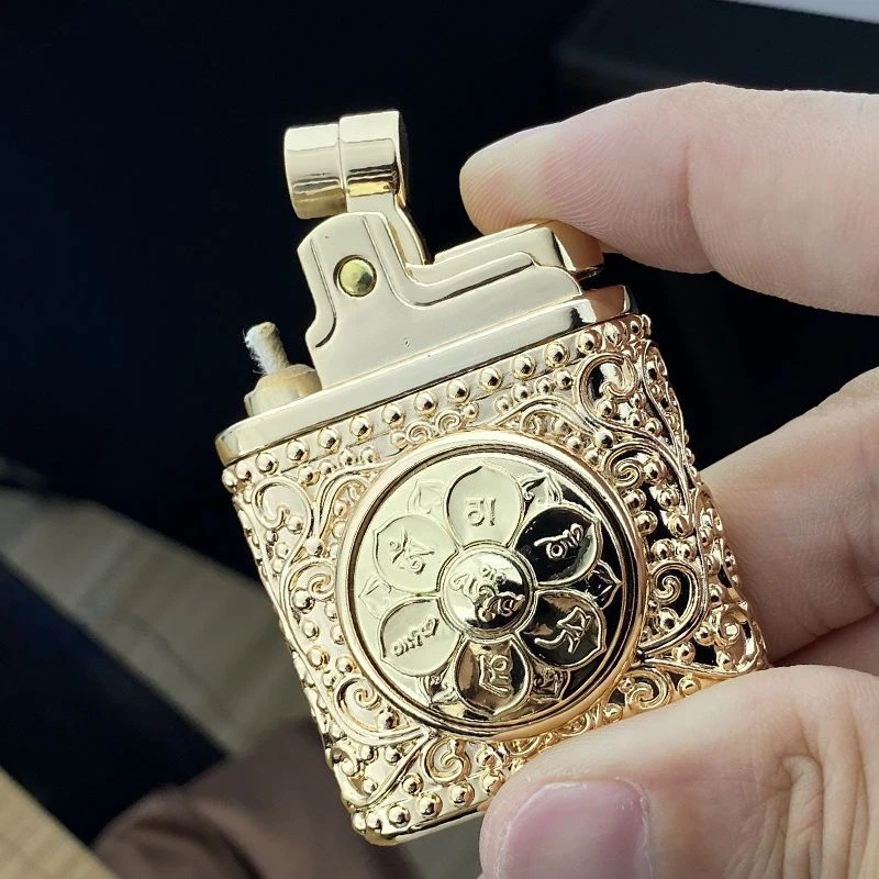 ZORRO佐罗半自动煤油打火机582浮雕六字真言旋转创意磕头机礼物男