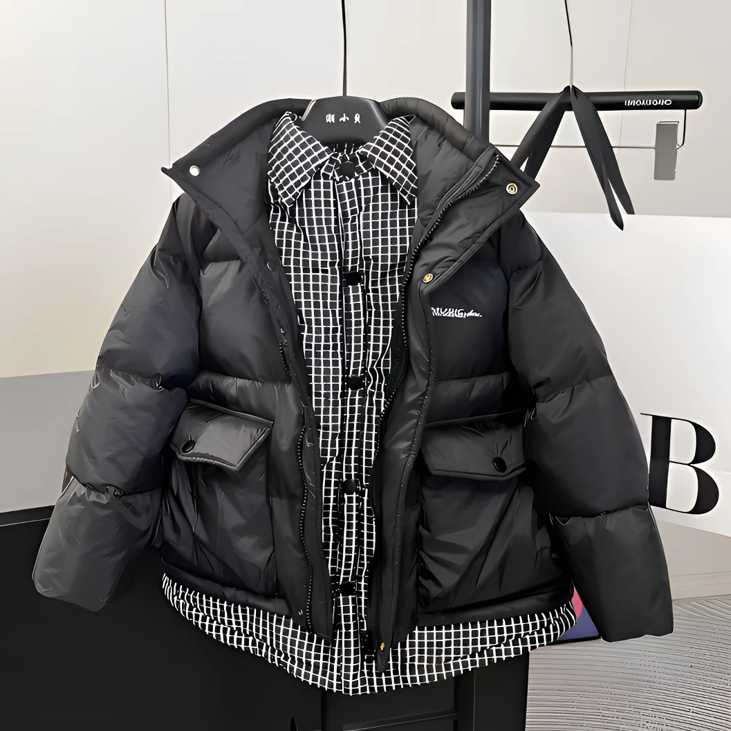 儿童冬季假两件拼接羽绒服新款韩版加厚保暖白鸭绒羽绒服外套