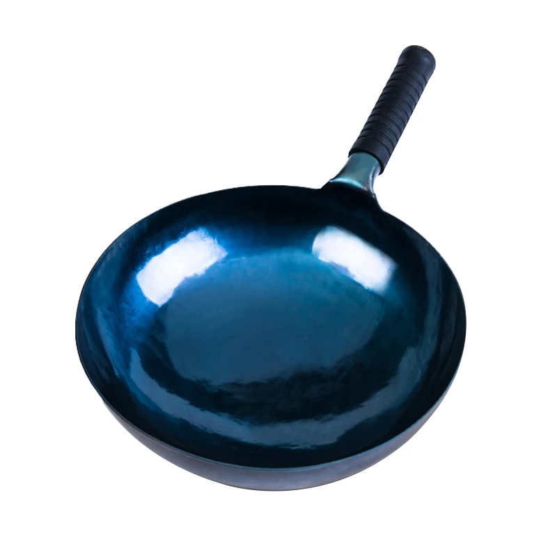 正宗章丘手工铁锅【圆底镜面款】老式不粘锅无涂层家用传统炒锅