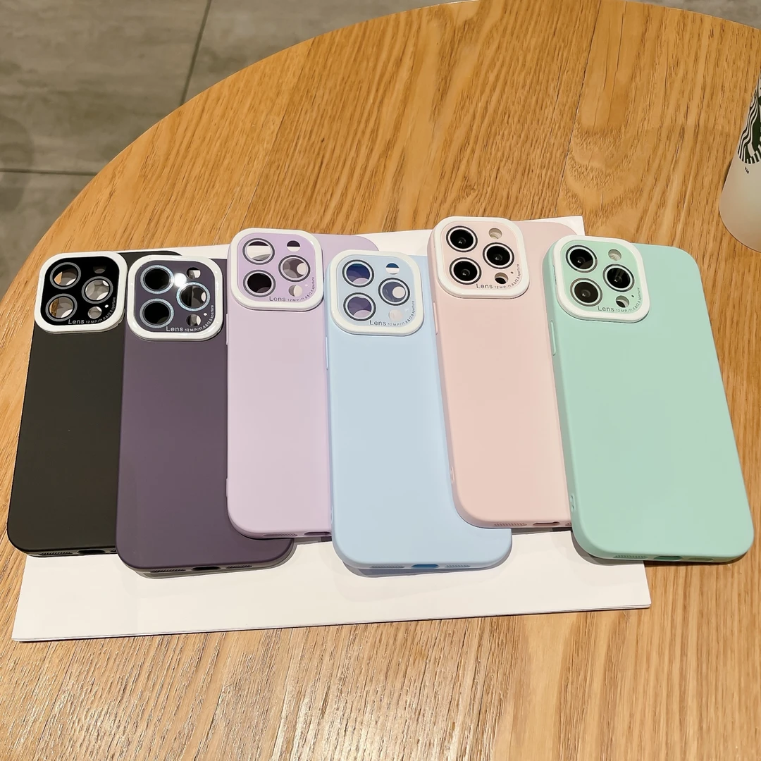 苹果14手机壳 iphone13女生爆款12甜美镜头支架液态硅胶爆款ins