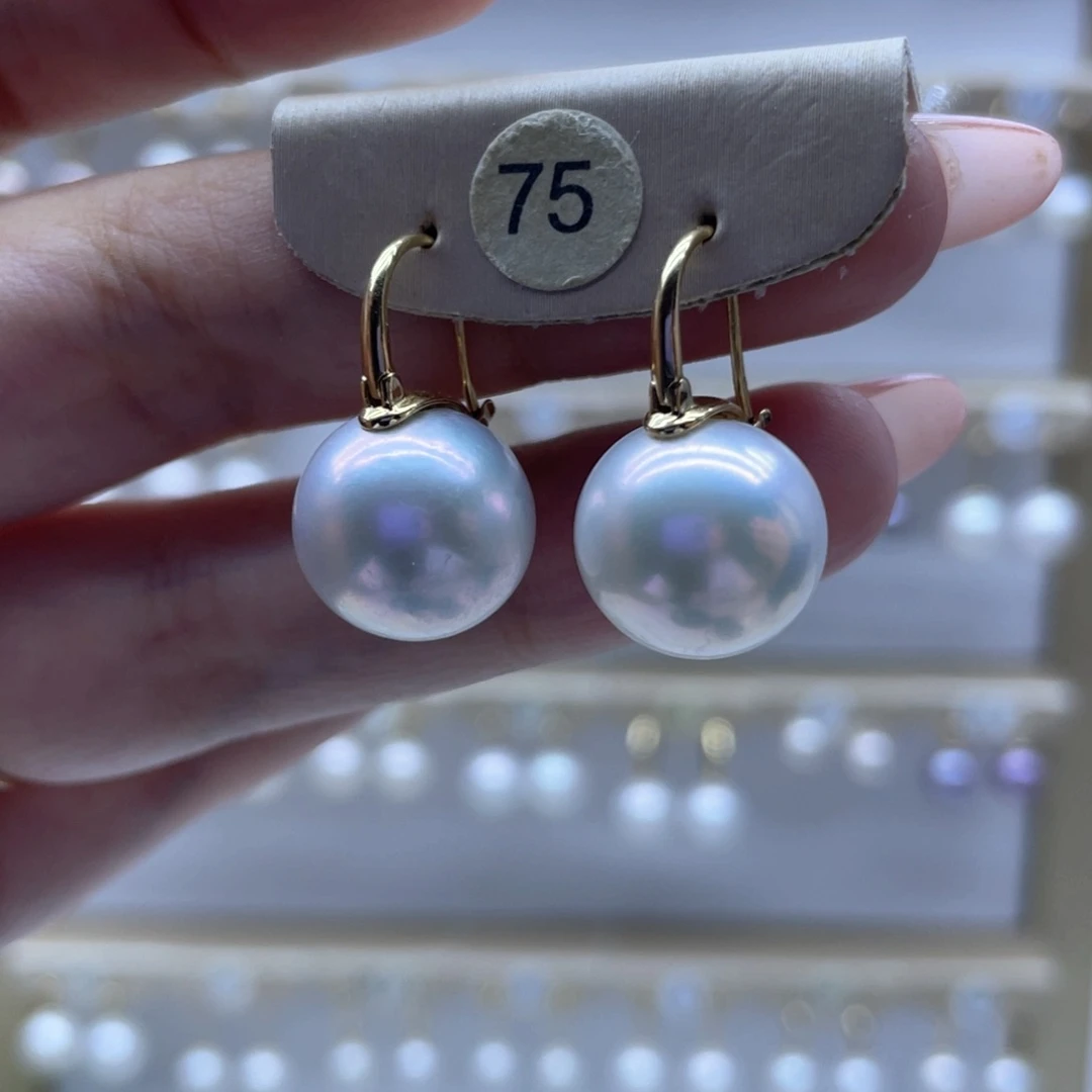 淡水珍珠耳饰18K金镶嵌