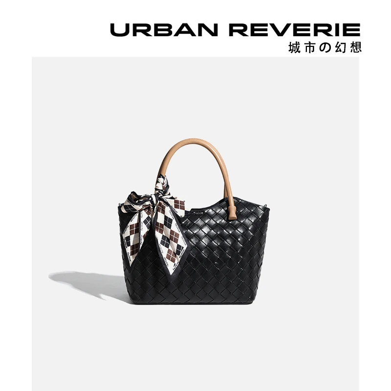 真皮手提托特包包女2024新款时尚编织大容量斜跨包简约牛皮单肩包