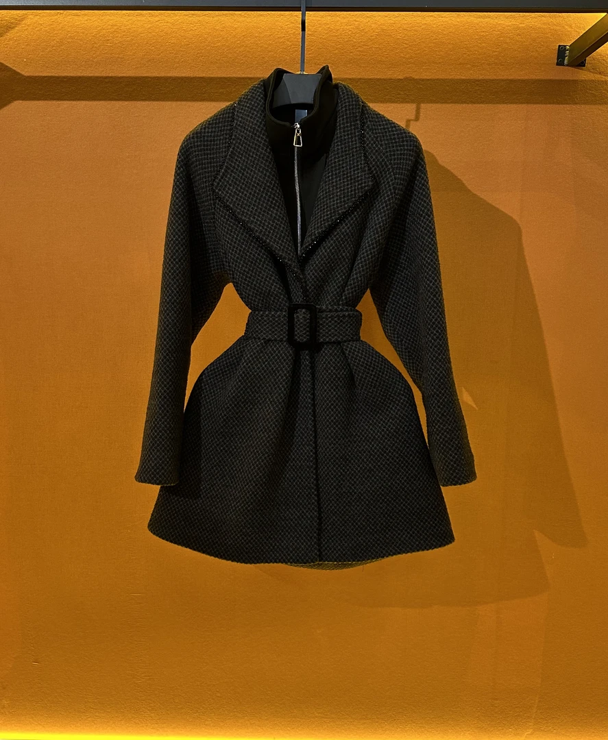 青森1BH-白鸭绒羊毛羽绒服2024冬季新款时尚中长款大衣BHK1154