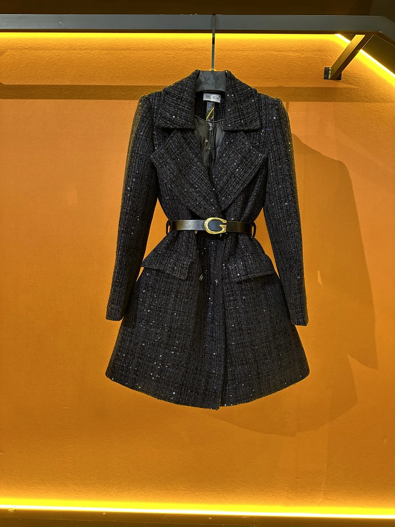 品牌BH-白鸭绒羊毛2024冬季新款时尚中长款大衣BHK1148