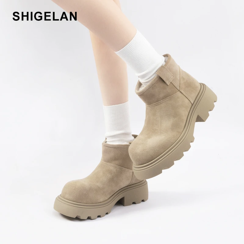 诗歌兰24款加绒加厚英伦风时尚百搭复古磨砂爆款米奇雪地靴72201