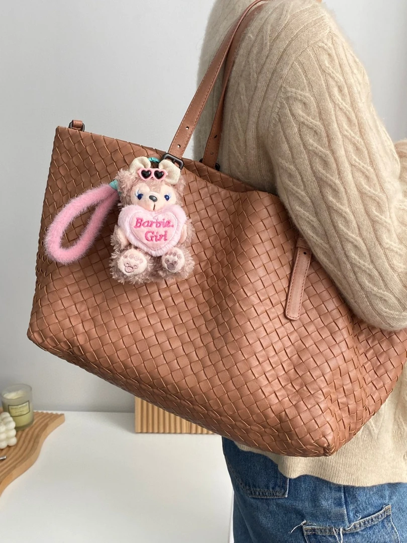 95新 BOTTEGA VENETA/葆蝶家 豆沙粉编织托特现代款（公价两万大）