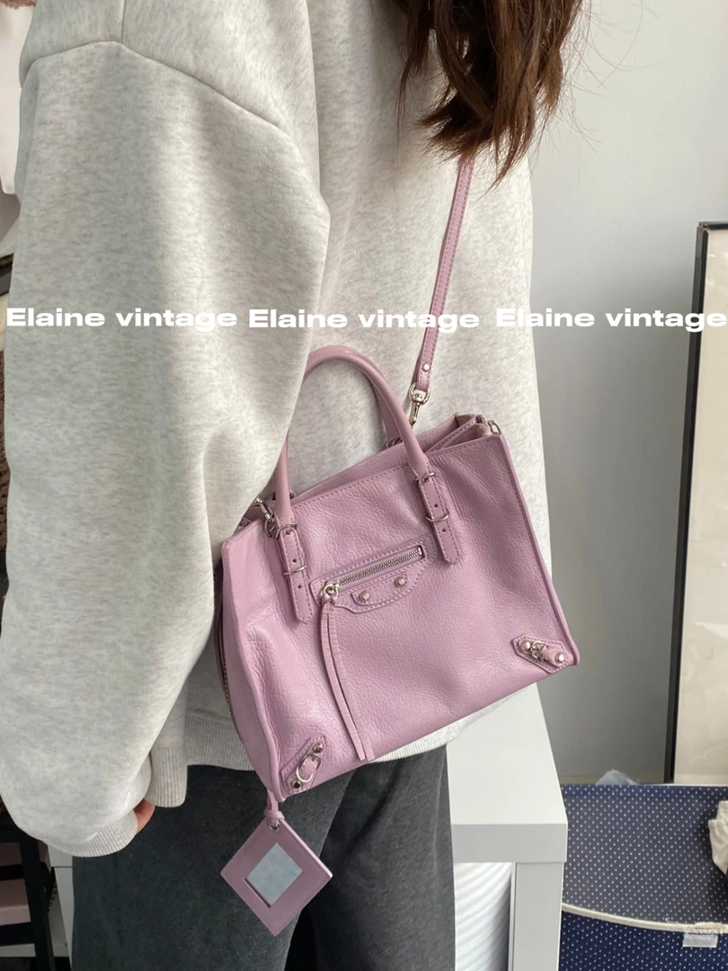 95新 Balenciaga/巴黎世家 紫色机车托特包可斜挎22cm