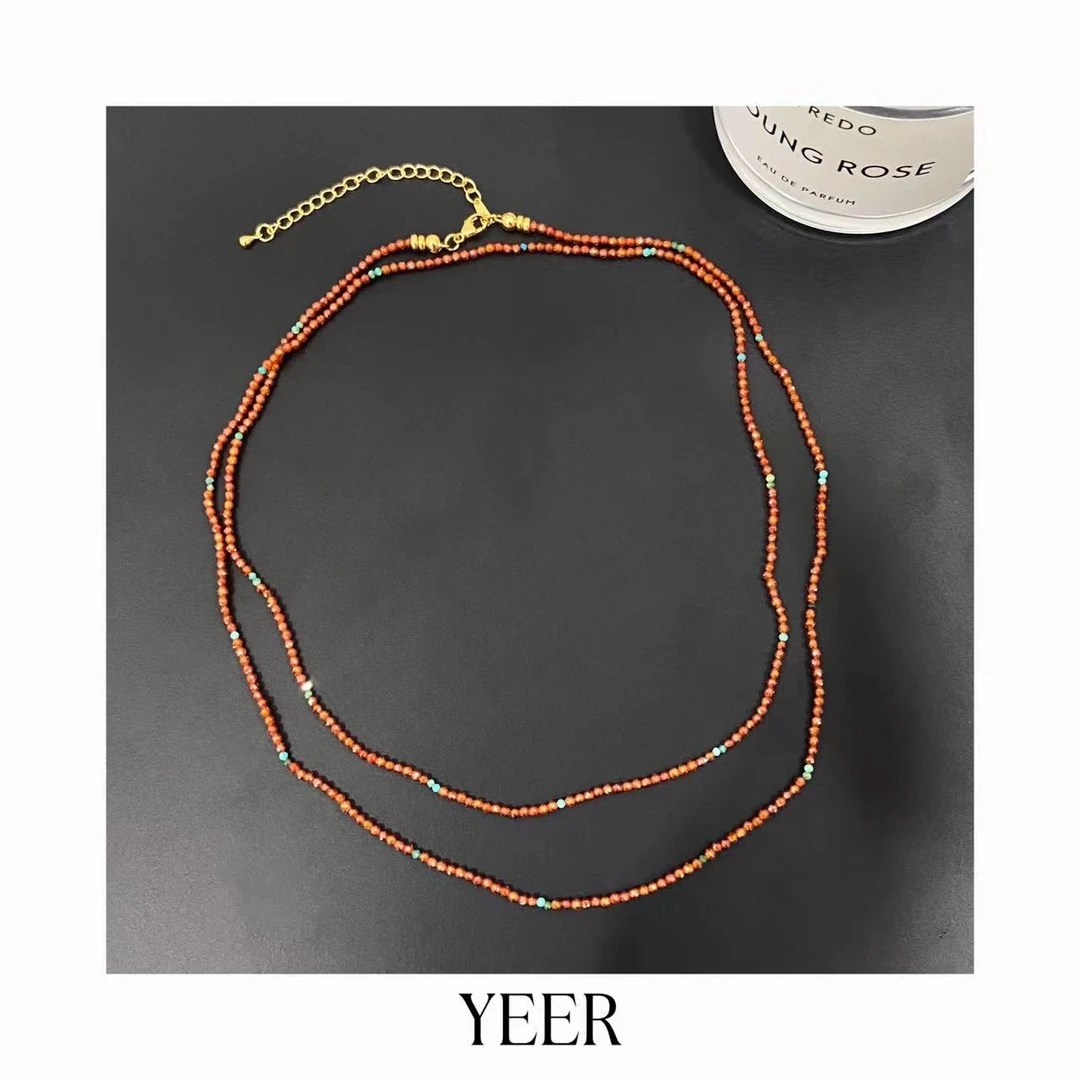 非金属合成锆石项链 YEER 小众高级感"心动来电"珠珠项链叠戴双用