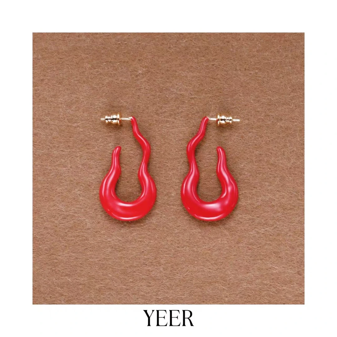 铜合金珐琅耳饰 YEER 小众新中式红红火火福禄葫芦耳环 高级洋气