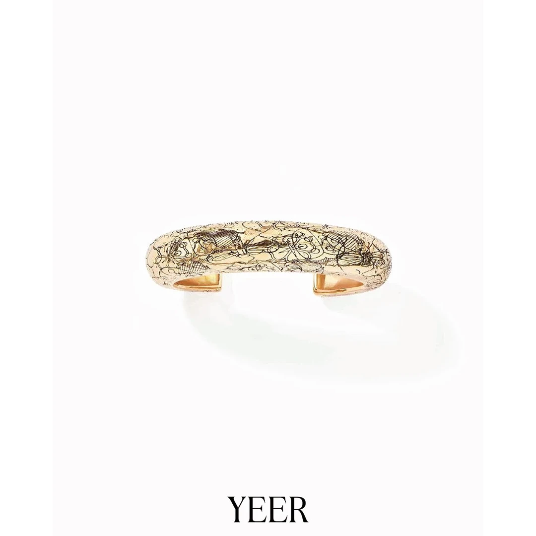 铜合金手镯 YEER 法式复古金色手工精雕圣甲虫蜻蜓手镯手环叠搭潮