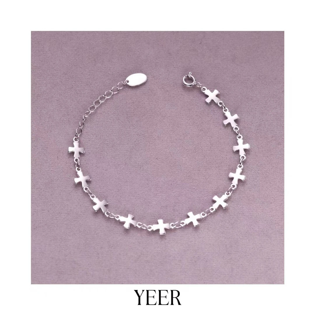 铜合金手链 YEER 小众法式复古质感十字架拼接手链 高级百搭叠戴