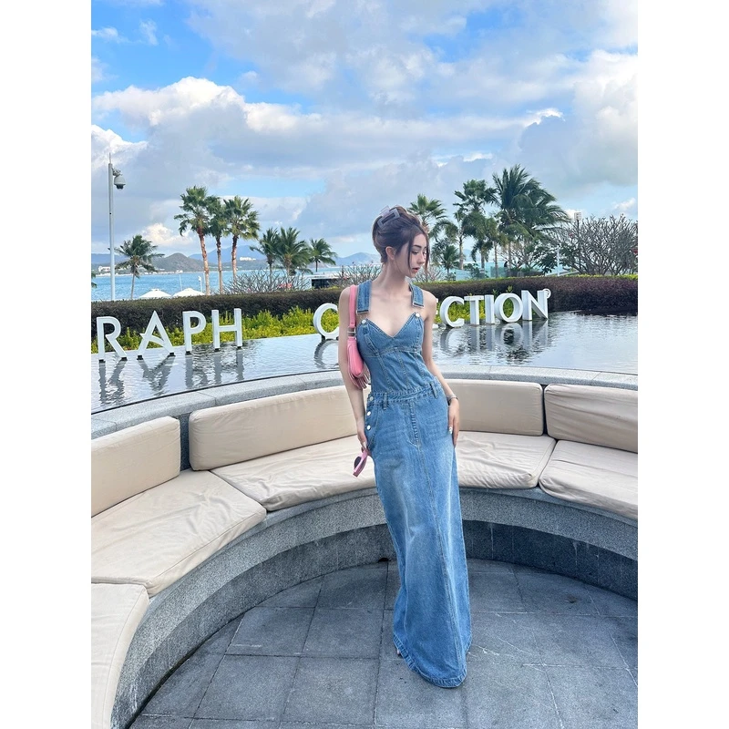 MyloveLeo 【斩男牛仔大露背】连衣裙（裙长149）