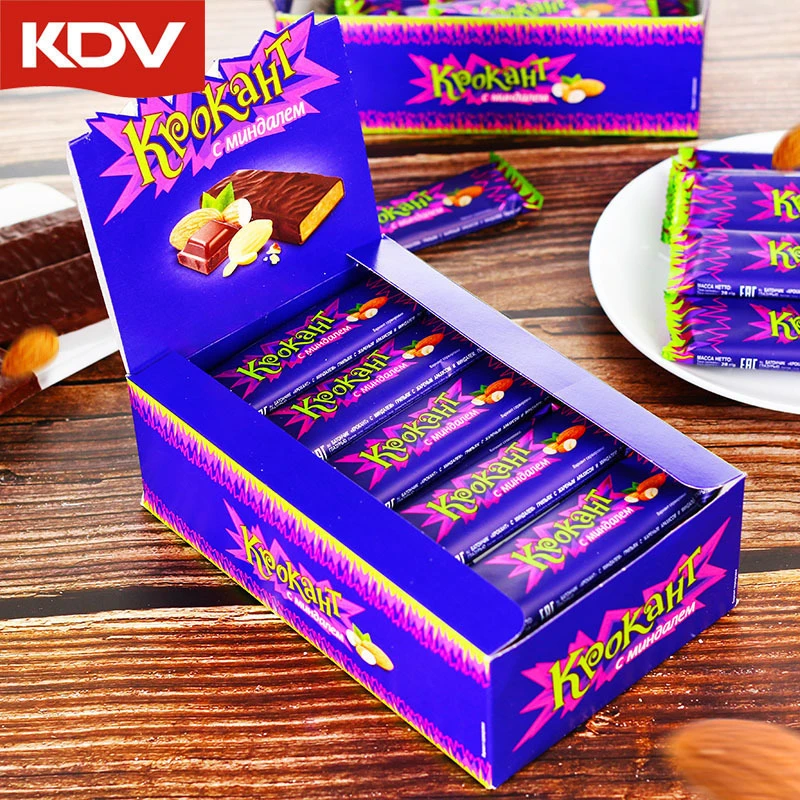 俄罗斯紫皮糖巧克力花生夹心酥糖进口食品KDV俄版原装糖25根700g