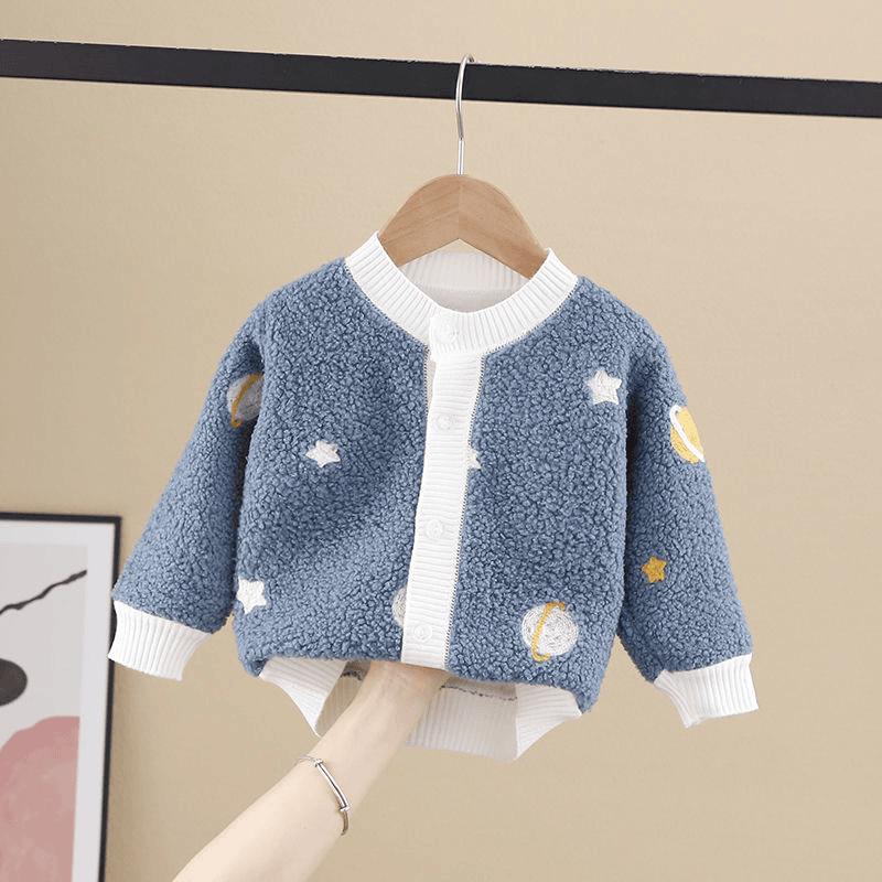 宝宝开衫冬季幼儿衣服针织男童加厚冬装女童加绒上衣秋冬