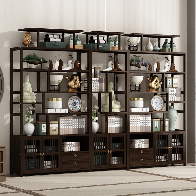 龙谋博古架新中式多宝阁茶叶展示柜摆件柜茶具置物架客厅书房架子