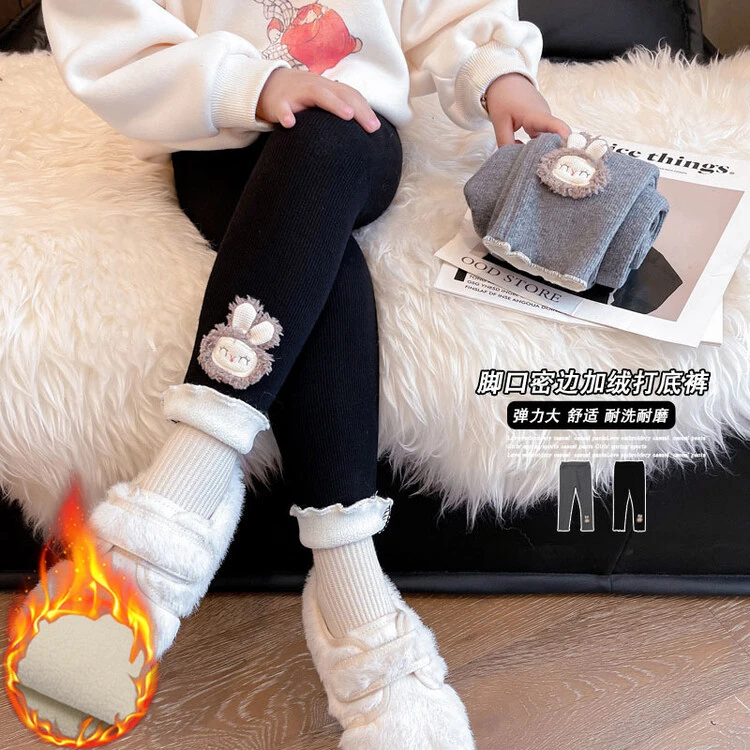 女童宝宝加厚打底裤2025秋冬季新款外穿裤子一体绒弹力修身开档裤
