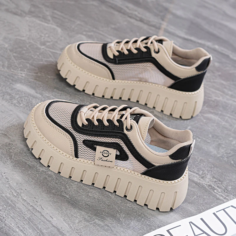 上班不累脚女鞋小白鞋学生2025夏季新款厚底增高透气休闲鞋气质鞋
