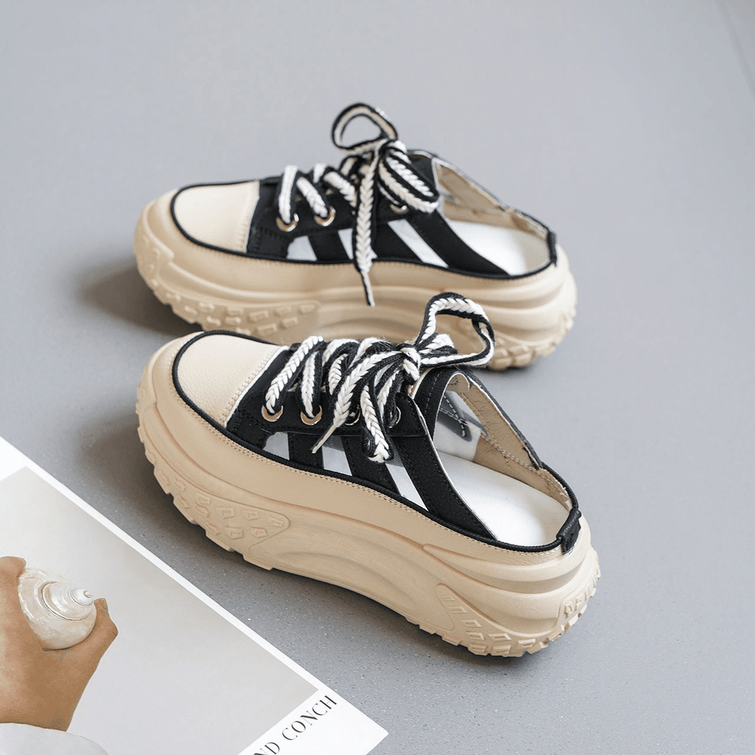 厚底小白鞋女2024新款爆款春季休闲运动增高老爹松糕夏季透气网面