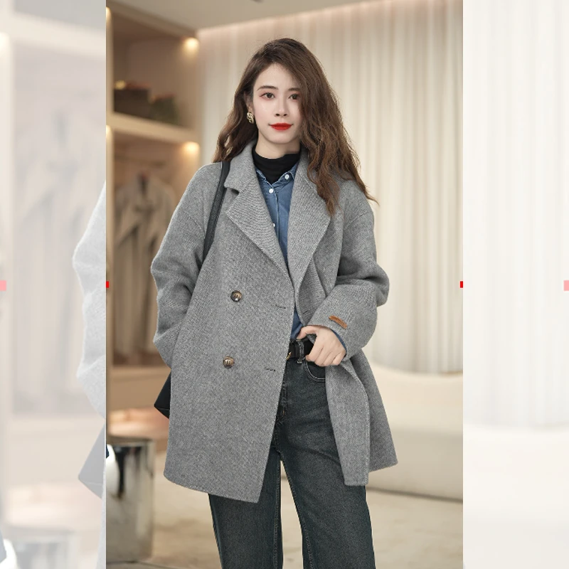 [LULU定制]2023秋冬短款双面韩版羊毛大衣短款