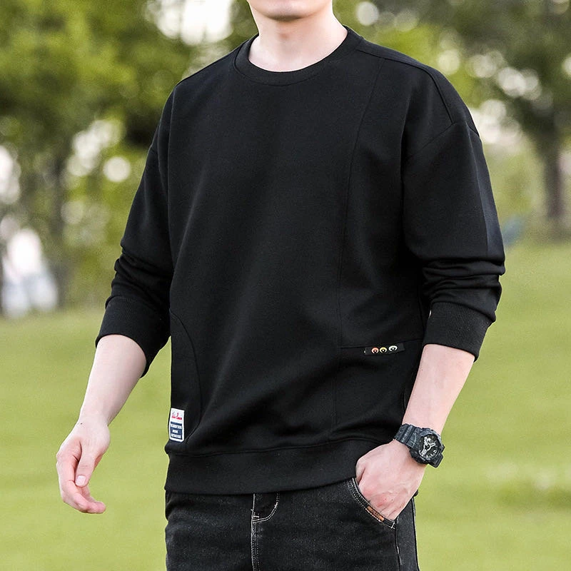 胖子卫衣男秋季圆领百搭宽松长袖T恤加肥加大码休闲上衣服打底衫