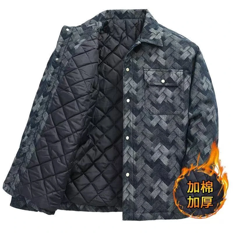 超大号牛仔外套男装冬季加厚棉衣潮流胖子加肥加大码休闲宽松棉袄