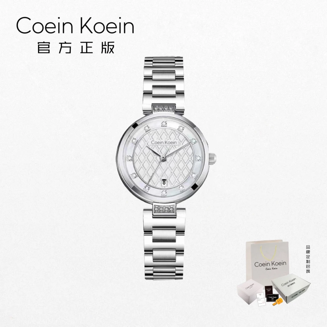 Coein Koein【官方正版】CK1388雅宝时尚百搭精致日历手表女士腕表