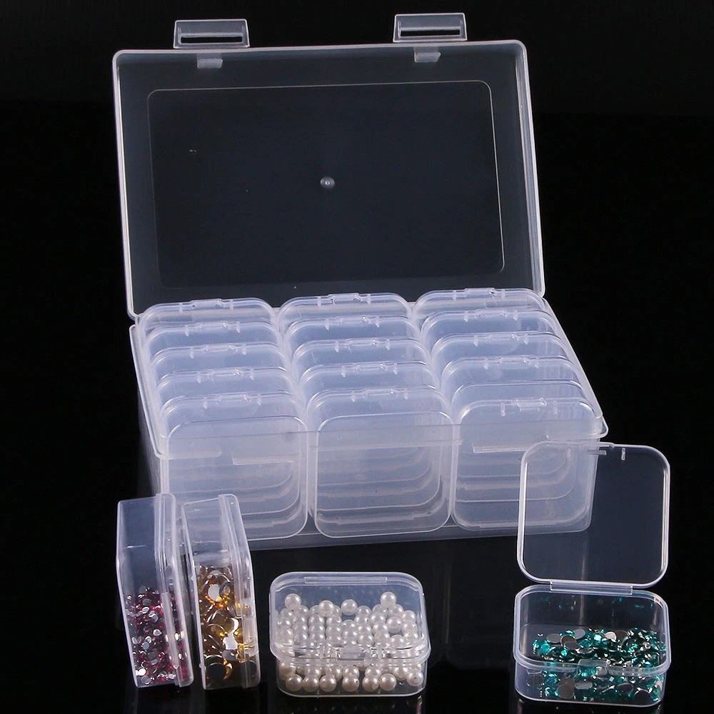 钻石画收纳盒透明多格大容量米珠首饰美甲饰品样品储物盒DIY配件
