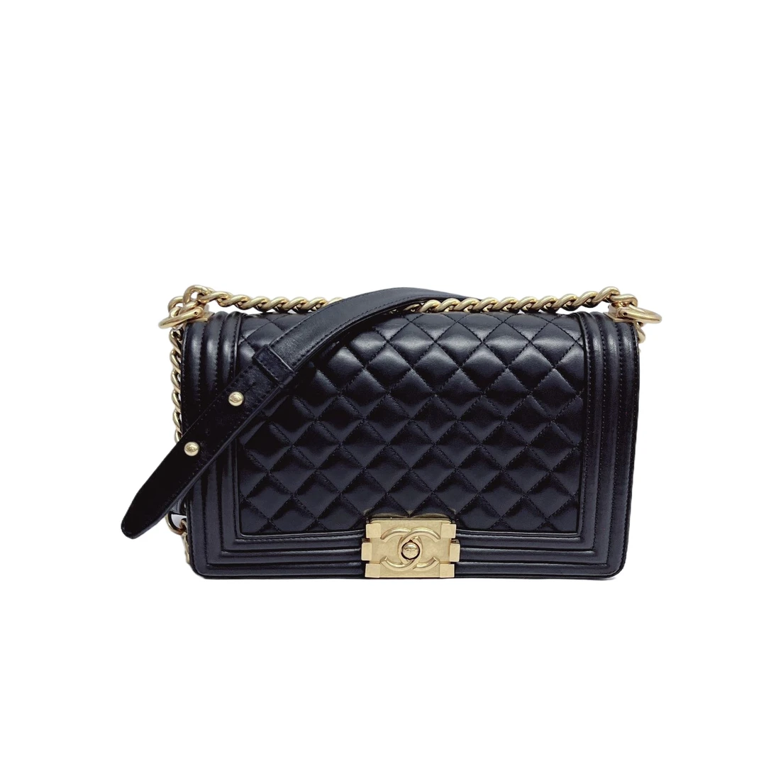 95新 Chanel/香奈儿 安洁利严选/黑金中号leboy包/BK0074167