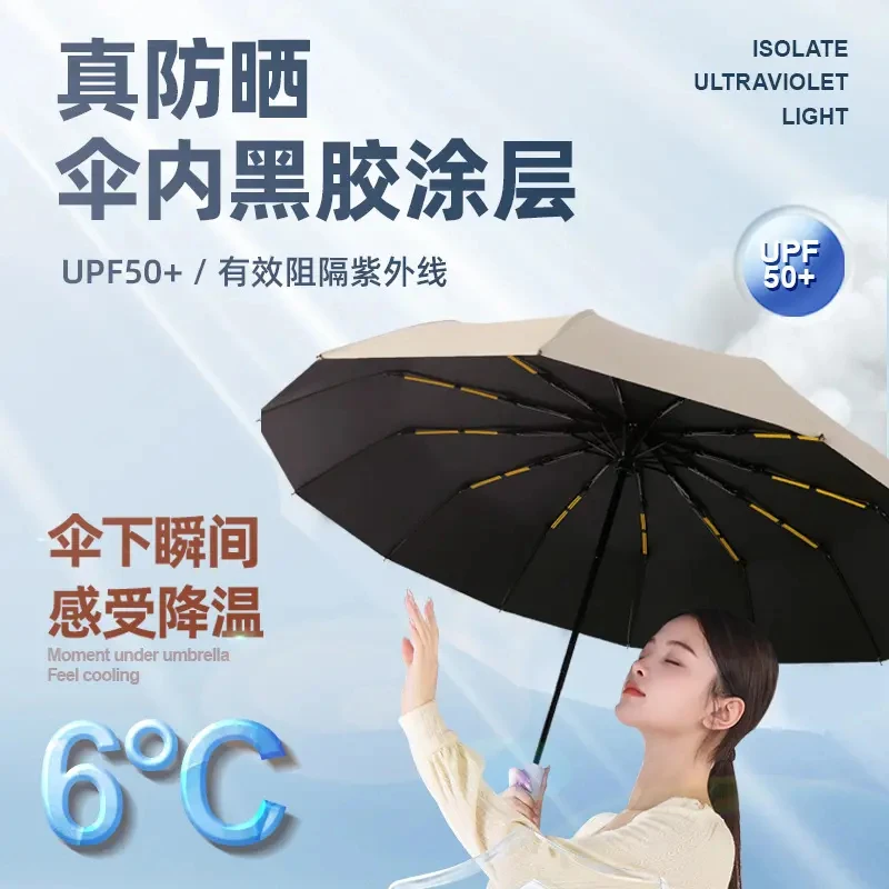 24骨两人全自动遮阳伞双人抗风暴晴雨两用雨伞加固防风防晒防紫外