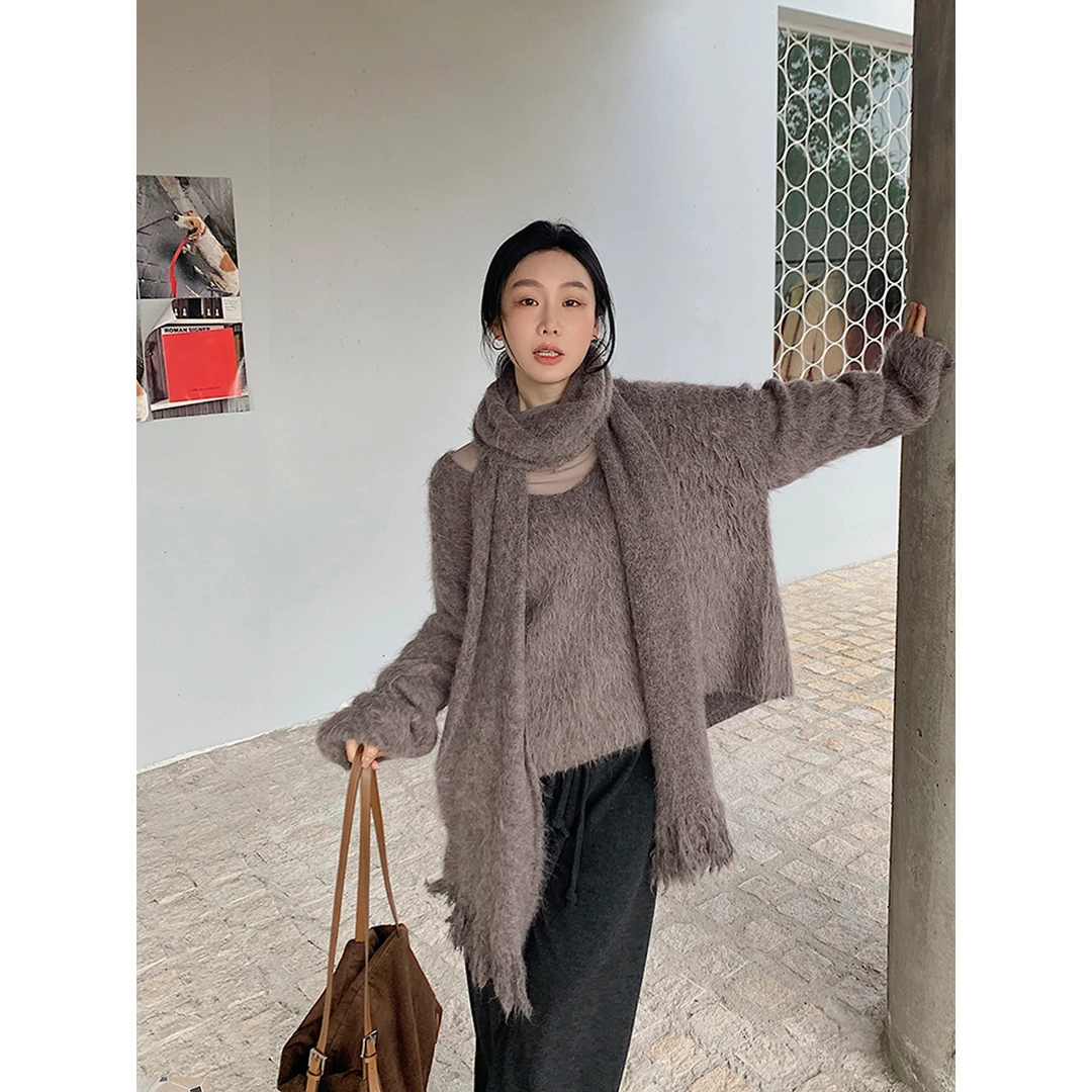 REREK设计师品牌V领拉毛阔型毛衣DSC买手店R24D1111059