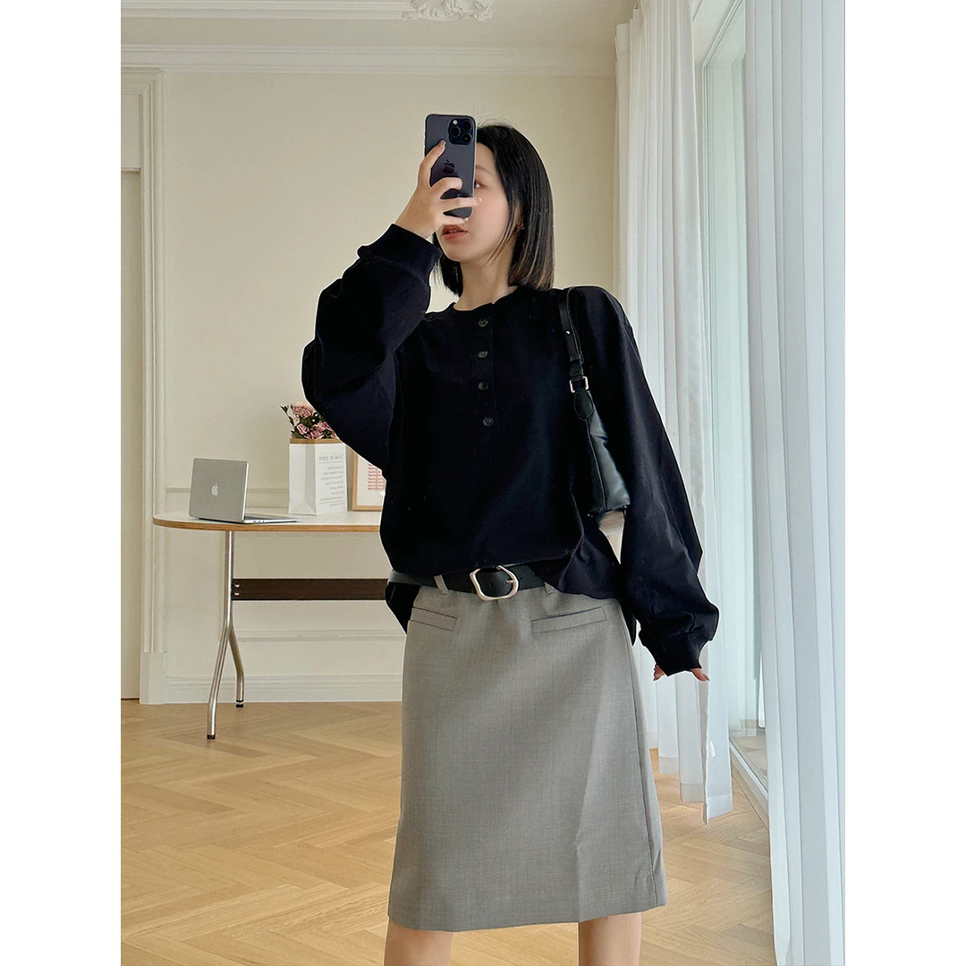 DUIDAO AW23D07003 百搭设计师亨利领长袖T恤 DSC买手店