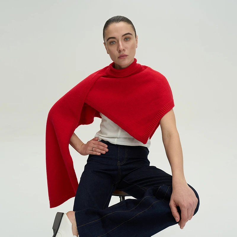 PIECE MIND设计师品牌小高领多层次披肩DSC买手店P194D0811024