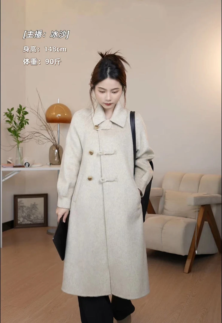 【125】韩系双面绵羊毛小个子中长款知性减龄御寒冬款大衣