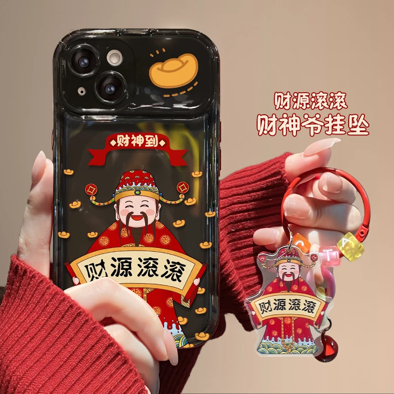 财神爷适用苹果/华为/vivo/oppo/翻盖iPhone15手机壳