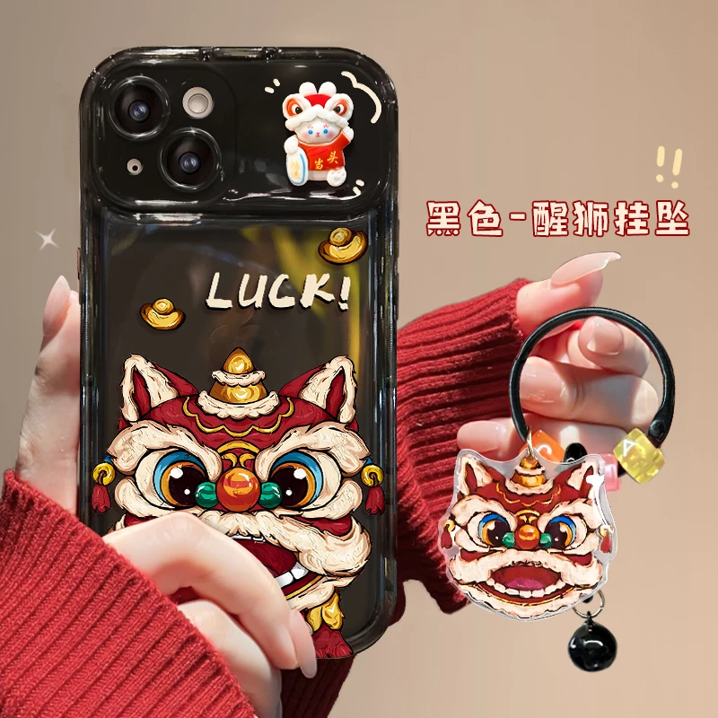 新年舞狮适用苹果/华为/vivo/oppo/翻盖iPhone15手机壳