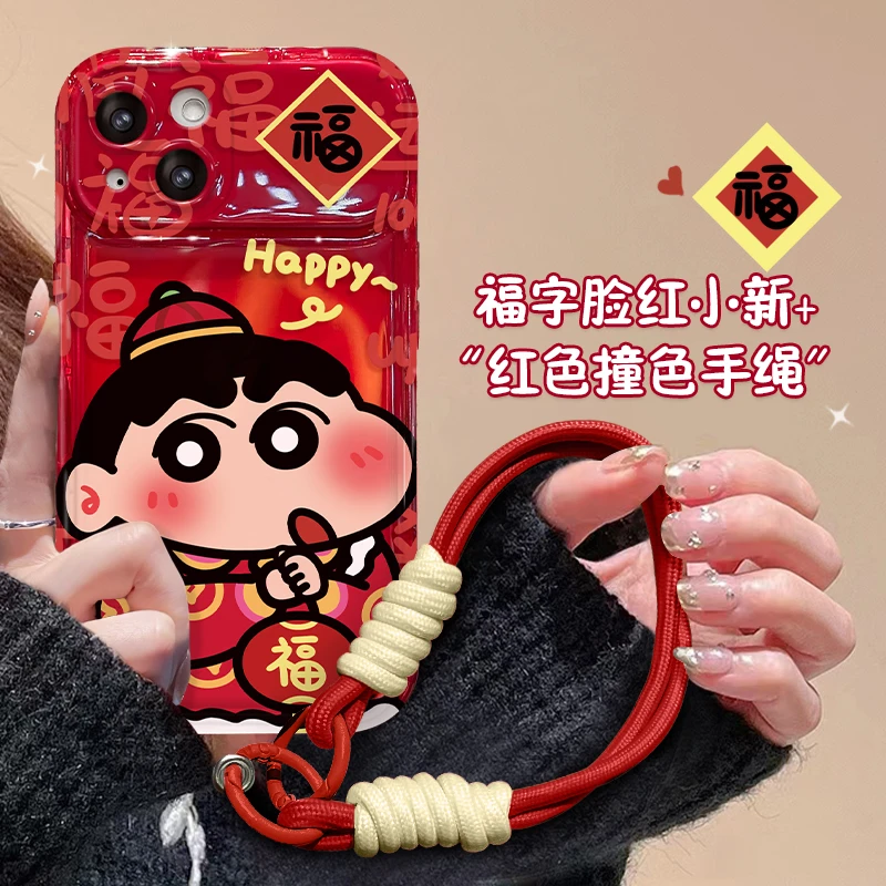 蜡笔&妮妮苹果华为vivo/oppo/小米翻盖镜子iPhone15pro创意手机壳