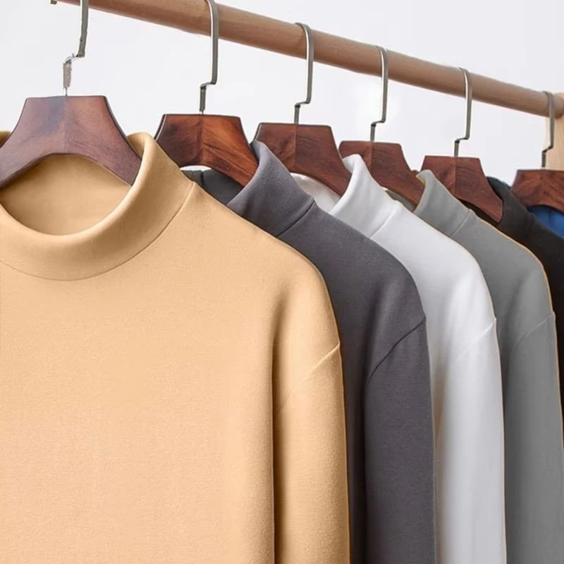 加厚半高领绒德打底衫男秋冬内搭男生冬季长袖百搭上衣纯色百搭