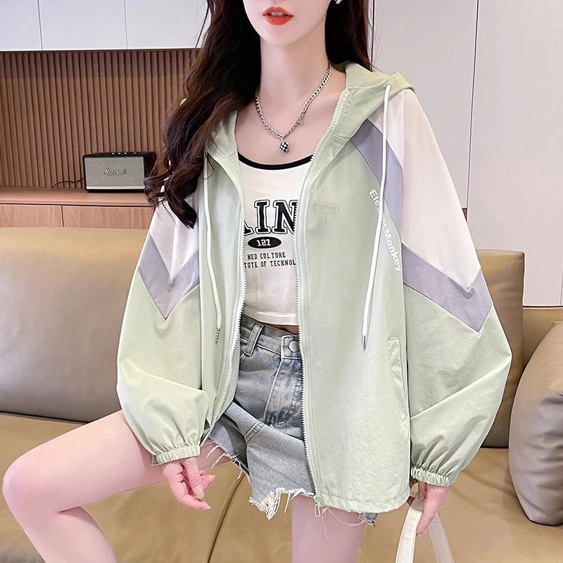 高中女生时髦超薄防晒外套夏2024新款初中学生宽松百搭甜美防晒衣