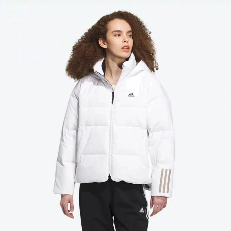 正品Adidas/阿迪达斯女子冬季经典连帽运动休闲保暖羽绒服IL8935