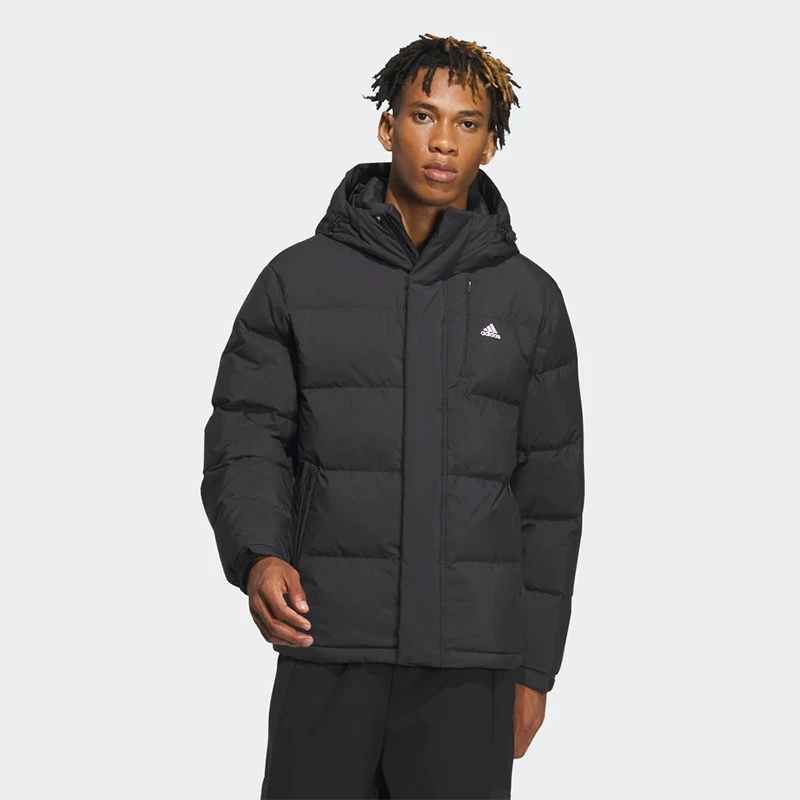 正品Adidas/阿迪达斯男子冬季新款运动休闲连帽保暖羽绒服 IW0779