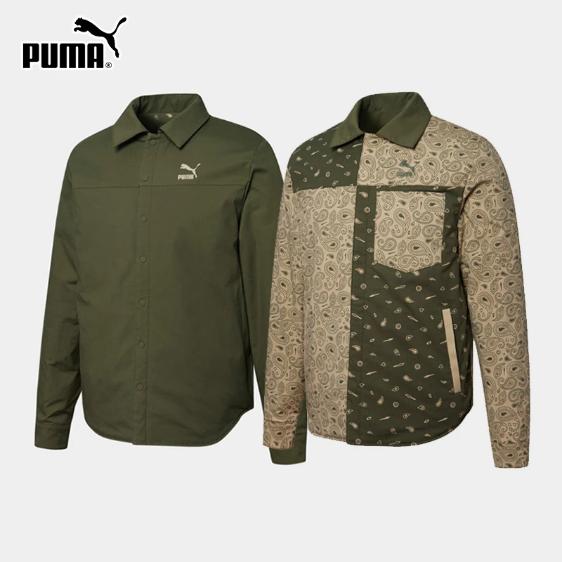 正品PUMA/彪马男子运动休闲腰果花印花双面穿衬衫夹棉外套534972