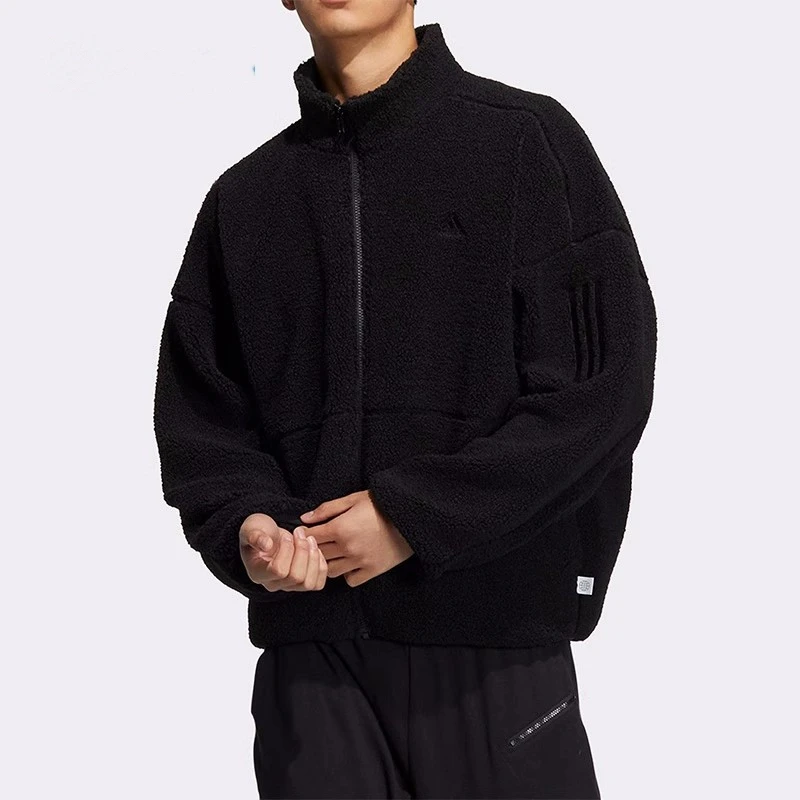 正品Adidas/阿迪达斯百搭简约保暖男子运动摇粒绒保暖夹克 HP1420